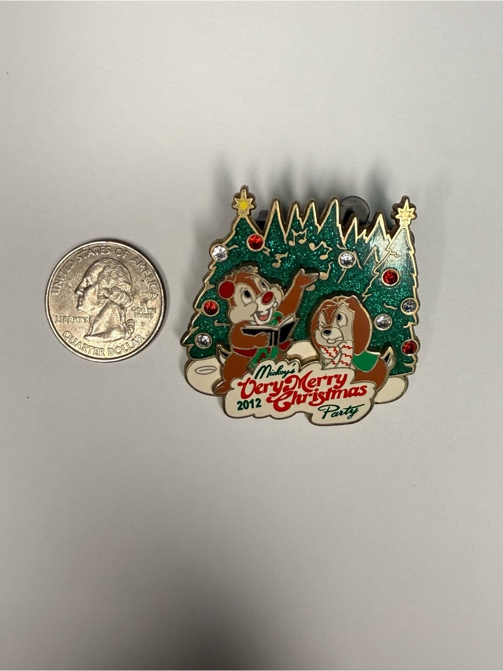 Disney 'Very Merry Christmas Party 2012' enamel Pin featuring Chip and Dale